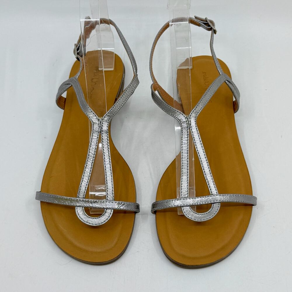 MISS UNIQUE T-Strap Silver Sandals